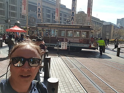 Selfie with Cable Car on turntable
Photographer;&nbsp;Jim
2020-02-27&nbsp;12.10.24;&nbsp;Metadata time: '2020 Feb 27 12:10'
Original size:&nbsp;3,264 x 2,448; 1,978 kB
Filename: 2020-02-27 12.10.24 GS8 Jim - selfie with Cable Car on turntable.jpeg