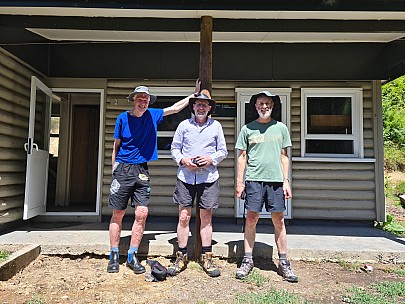 Bruce, Alan, and Brian at Greigs Hut
Photo: Simon
2024-01-27 14.46.26; '2024 Jan 27 14:46'
Original size: 9,248 x 6,936; 18,021 kB
2024-01-27 14.46.26 S20+ Simon - Bruce, Alan, and Brian at Greigs Hut.jpeg