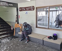 Ski Yokoteyama, Shibutoge, and Kumanoyu 
Sick days are tough, Kevin at Yokoteyama 3rd Sky Lift top station
Photo: Jim
2024-03-08 10.38.05; '2024 Mar 08 10:38'
Original size: 2,992 x 2,439; 2,279 kB; cr