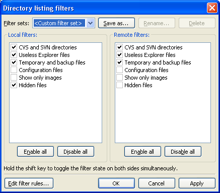 Filezilla filters