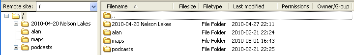 Filezilla remote directory display