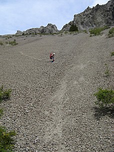 2013-11-16 11.28.38 IMG_2977 Brian - Simon descending scree to Palmer Stream.jpeg: 2304x3072, 1630k (2013 Nov 16 11:28)