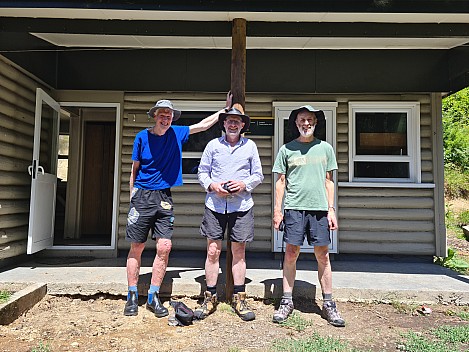 Bruce, Alan, and Brian at Greigs Hut
Photographer;&nbsp;Simon
2024-01-27&nbsp;14.46.26;&nbsp;Metadata time: '2024 Jan 27 14:46'
Original size:&nbsp;9,248 x 6,936; 18,021 kB
Filename: 2024-01-27 14.46.26 S20+ Simon - Bruce, Alan, and Brian at Greigs Hut.jpeg