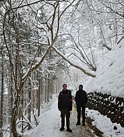 Prince Hotel East Wing to Hotel Alpenburg; visit to the Jigokudani Snow Monkeys
Adrian and Kevin on the track to the Snow Monkey park
Photographer;&nbsp;Simon
2024-03-06&nbsp;12.11.20;&nbsp;Metadata time: '2024 Mar 06 12:11'
Original size:&nbsp;8,487 x 9,343; 9,524 kB;&nbsp;stitch
Filename: 2024-03-06 12.11.20 S20+ Simon - Adrian and Kevin on the track to the Snow Monkey park_stitch.jpg