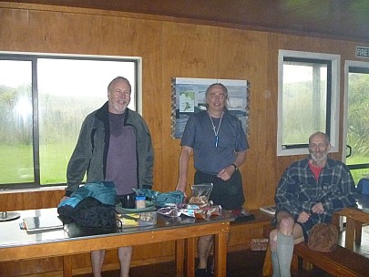 Simon, Jim, Brian at Mason Bay hut
Photographer;&nbsp;Jim
2019-11-09&nbsp;18.33.26;&nbsp;Metadata time: '2019 Nov 09 18:33'
Original size:&nbsp;4,320 x 3,240; 4,395 kB
Filename: 2019-11-09 18.33.26 P1000705 Jim - Simon, Jim, Brian at Mason Bay hut.jpeg