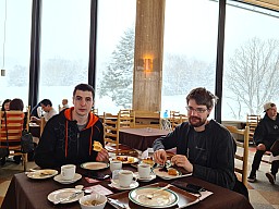 At the Prince Hotel East Wing skiing Yakebitaiyama
Adrian and Kevin at breakfast Prince Hotel East Wing
Photo: Simon
2024-03-02 08.19.47; '2024 Mar 02 08:19'
Original size: 9,248 x 6,936; 11,797 kB