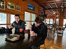 Prince Hotel East Wing to Hotel Alpenburg; visit to the Jigokudani Snow Monkeys
Adrian and Kevin at lunch at Jigokudani
Photo: Simon
2024-03-06 13.44.05; '2024 Mar 06 13:44'
Original size: 9,248 x 6,936; 13,360 kB
2024-03-06 13.44.05 S20+ Simon - Adrian and Kevin at lunch at Jigokudani.jpeg