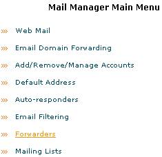 Mail Manager Main Menu