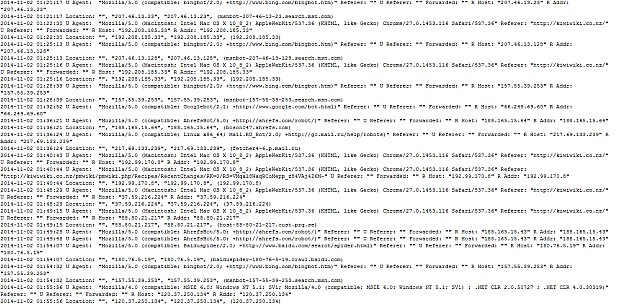 Example from all visits log