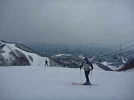 Jim and view from top of  1 Q over Hakuba Valley
Photographer;&nbsp;Simon
2015-02-12&nbsp;10.24.41;&nbsp;Metadata time: '2015 Feb 12 10:24'
Original size:&nbsp;4,000 x 3,000; 4,371 kB
Filename: 2015-02-12 10.24.41 P1010476 Simon - Jim and view from top of 1Q over Hakuba Valley.jpeg