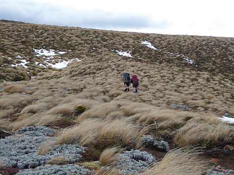 Simon and Alan crossing tussock ridge
Photographer;&nbsp;Brian
2018-07-08&nbsp;12.09.26;&nbsp;Metadata time: '2018 Jul 08 12:09'
Original size:&nbsp;4,000 x 3,000; 4,692 kB
Filename: 2018-07-08 12.09.26 P1010302 Brian - Simon and Alan crossing tussock ridge.jpeg