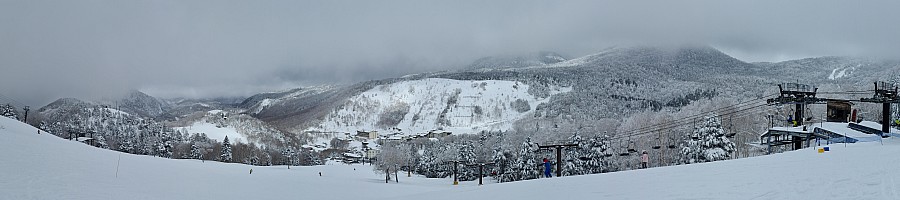 One line day summary
View of Kumanoyu from halfway station on Second Pair lift 
Photo: Adrian
2024-03-10 11.38.01; '2024 Mar 10 11:38'
Original size: 16,305 x 3,623; 6,173 kB; stitch
2024-03-10 11.38.01 S20+ Adrian - view of Kumanoyu from halfway station on Second Pair lift _stitch.jpg