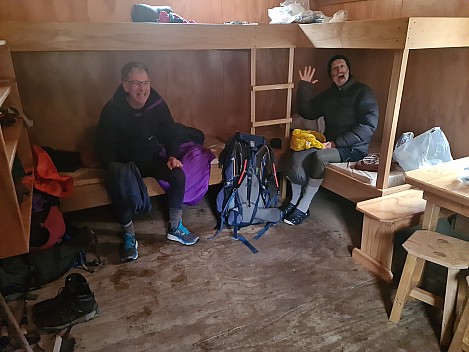 Philip and Brian in Otamatapaio Hut
Photographer;&nbsp;Simon
2024-10-03&nbsp;07.45.29;&nbsp;Metadata time: '2024 Oct 03 07:45'
Original size:&nbsp;9,248 x 6,936; 9,968 kB
Filename: 2024-10-03 07.45.29 S20+ Simon - Philip and Brian in Otamatapaio Hut.jpeg